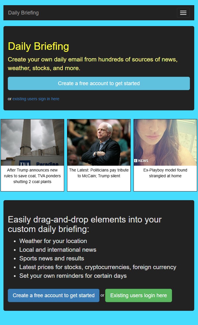 Daily Briefing website screenshot