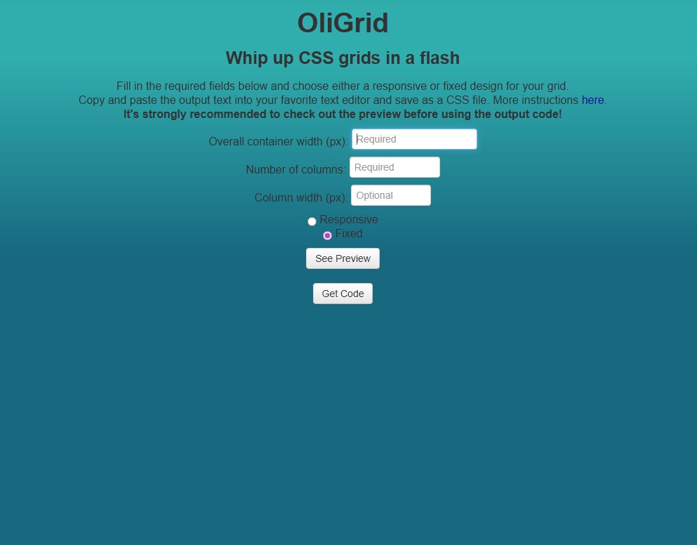 OliGrid website screenshot